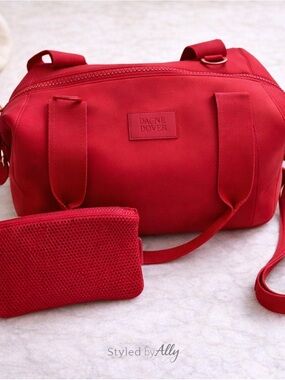 Dagne Dover Landon Carryall Bag 🔥 Limited Edition Red Neoprene + Pouch